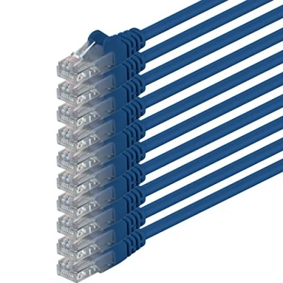 Immagine di 1attack, cavo di rete patch UTP Cat6, con 2 connettori RJ45, confezione da 5 pezzi blue 1 m
