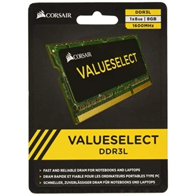 Immagine di Corsair Value Select SODIMM 8GB (1x8GB) DDR3L 1600MHz C11 Memoria per Laptop/Notebook , Nero