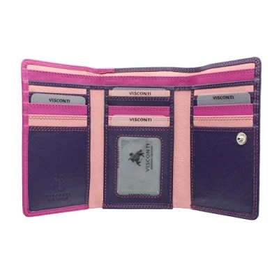 Immagine di Portafoglio di pelle tri fold. Visconti collezione Rainbow BORA Blocco RFID RB43 Bacca Multi