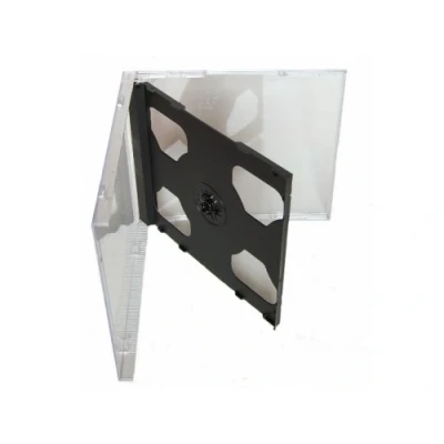 Immagine di Tillmann Media 10 custodie per CD Jewelcase 2 CD/DVD, coperchio e parte posteriore trasparente, vassoio nero
