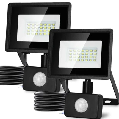 Immagine di Aigostar Faretto LED da Esterno con Sensore di Movimento,20W 1650LM Faro Esterno,Bianco Freddo 6500K,IP65 Impermeabile Faretti per Giardino,Cortile,Patio,Garage,2PC