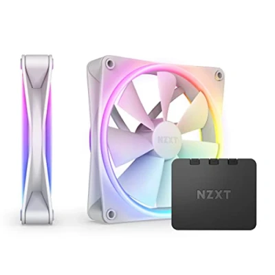 Immagine di NZXT F140 RGB Duo Twin Pack RF D14DF W1 2 ventole a due lati da 140 mm con controller 20 LED indirizzabili individualmente Flusso d&#039;aria e pressione statica bilanciati Bianco