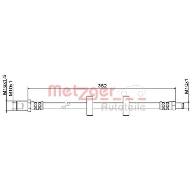 Immagine di METZGER 4111487 Tubi Freno Assale anteriore Sx, Dx, interno 382 M10x1 IVECO: DAILY 3 Kasten/Kombi, 3, 4 Kasten/Kombi