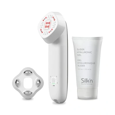 Immagine di Silk&#039;n Dispositivo anti invecchiamento e cura della pelle I Facetite Multiplatform Riduce le rughe con tecnologia a infrarossi luce LED rossa per viso collo, senza fili, bianco