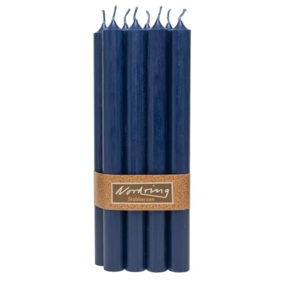 Immagine di Nordring 8 candele rustiche blu notte 2,2 x 18 cm alta colorata, certificata RAL