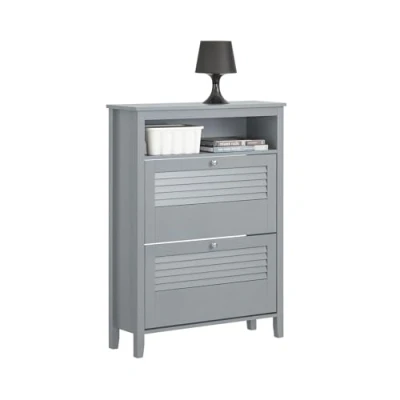 Immagine di SoBuy Mobiletto portascarpe con 2 ante e 4 ripiani, scomparto aggiuntivo per scarpe Mobile ingresso Grigio, L80*P25*A108, FSR152 HG