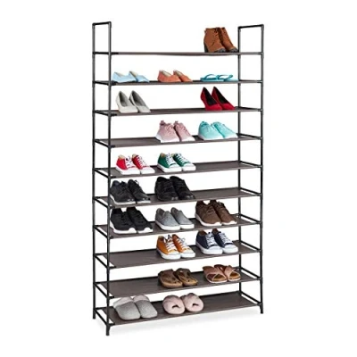 Immagine di Relaxdays Scarpiera in TNT Sistema ad Incastro, a 10 Livelli, per 50 Paia di Scarpe, HLP 5 x 176 28 cm, Marrone
