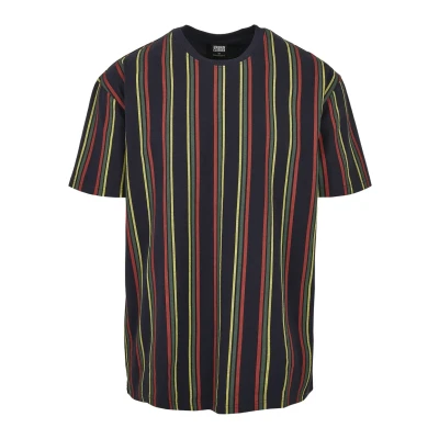 Immagine di Urban Classics Tshirt Printed Oversized Retro Stripe TEE con stampa, Uomo, Taglia: 3XL, Midnightnavy/burnedred