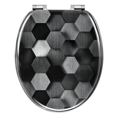 Immagine di WOLTU Tavoletta WC Ammortizzata, Copriwater a Forma di O, Sedile per con Paracolpi Antiscivolo, in MDF Motivi,Montaggio dal Basso, Distanza tra Fori 13 17,5cm WS2959