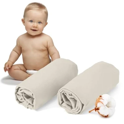 Immagine di Dreamzie Set 2 Lenzuolo con Angoli Cotone Bambini 40x80 Oeko Tex Certificato Beige