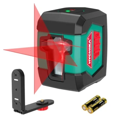 Immagine di HYCHIKA Livella Laser, Laser Autolivellante 15m, Doppio Modulo Commutabile Orizzontale/Verticale, Livello Con Supporto, 2 batterie AA