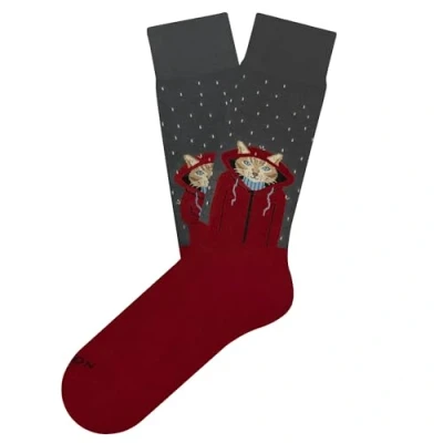 Immagine di Jimmy Lion Calzini in cotone pettinato. Raining Cat Grey. Taglie 36 40 mezza rosa.