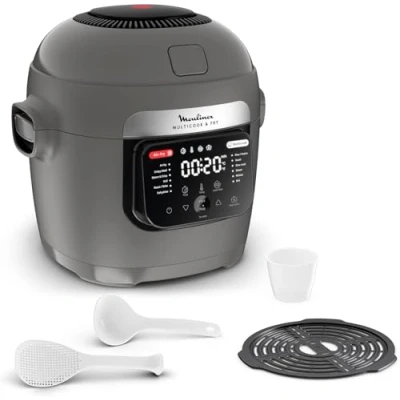 Immagine di Moulinex Multicook &amp; Fry, multicooker e aria fryer integrato, 12programmi, Cottura su 2 livelli, Partenza ritardata, Capacità 6L, Grigio Hippo, MZ730BF0