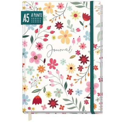 Immagine di paper&amp;you® Bullet Journal punteggiato A5 con elastico [Wild Flower] 156 pagine taccuino punteggiato, diario sostenibile e climaticamente neutrale