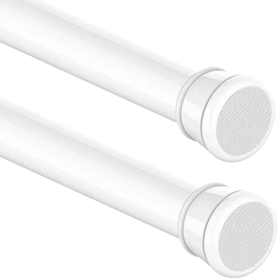 Immagine di Bastone Tenda Doccia Estensibile Asta a Pressione, Fissaggio Senza Trapano né Viti, Lunghezza 65 85cm(2 Pezzi), Diametro 25mm, Bianco