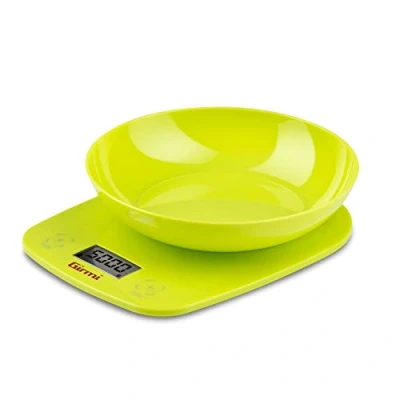 Immagine di Girmi PS0103 Bilancia da Cucina, Plastica, 1 gr/ 5kg, Display LCD 45 x 22mm, Autospegnimento, Funzione TARA, Verde