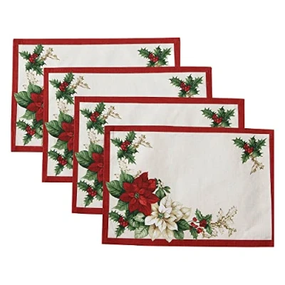 Immagine di Elrene Red And White Poinsettias Set di 4 tovagliette all&#039;Americana, Multicolore, 13&quot; x 19&quot; (Placemats)