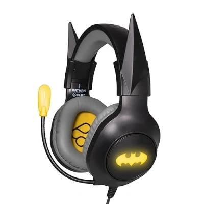 Immagine di FRTEC Cuffie Gaming Headset BATMAN con orecchie del cavaliere scuro staccabili cavo e luce LED RGB per Playstation 5, PS4, Xbox Series X/S, One, Nintendo Switch, PC, Mac