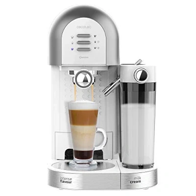 Immagine di Cecotec Macchina da caffè Semi automatica Instant ccino 20 Chic Serie Bianca. per macinato e capsule, barrette, serbatoio latte 0,7 ml, acqua 1,7 litri, 1470 W.