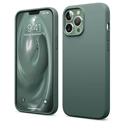 Immagine di elago Custodia in silicone liquido compatibile con iPhone 13 Pro Max (6,7&quot;), di alta qualità, protezione completa: struttura a 3 strati, fodera morbida microfibra antigraffio (verde
