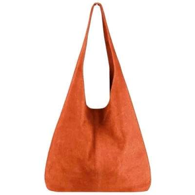 Immagine di Modarno borsa a tracolla da donna in pelle scamosciata pochette, tracolla, shopper, donna, vera (Arancione)