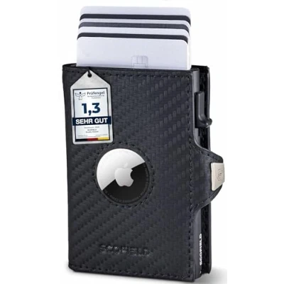 Immagine di SF SCOFIELD Duality Airtag Wallet con portamonete I Portafoglio per 8 10 carte da uomo protezione RFID Slim Smart Custodia di credito scomparto Air
