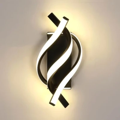 Immagine di Comely Applique da Parete Interna, 22W 2500LM Lampada LED, Nero Lmpada Muro Interno per Camera Letto Soggiorno Corridoio Sala Pranzo, Luce Neutra 4500K