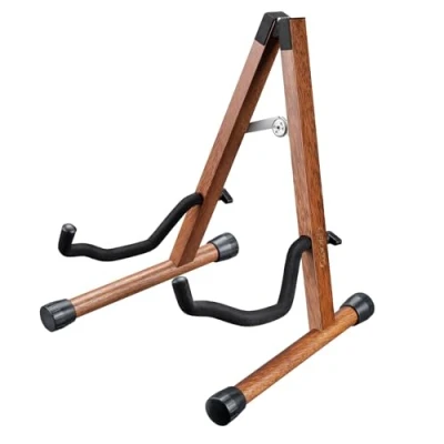 Immagine di LEKATO Supporto per chitarra A Frame in legno basso con imbottitura schiuma chitarre, basso, violoncello, banjo, mandolino, ukulele