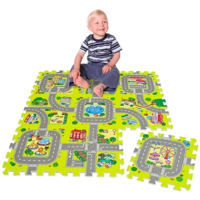 Immagine di LittleTom 9 Pezzi Tappeto Bambini Strade e Città 30x30 Macchinine Pista Citta con Puzzle Gioco Pieghevole