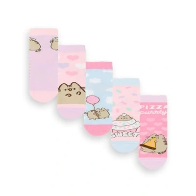 Immagine di Pusheen Confezione da 5 calzini per ragazze Calzature grafiche multicolori bambini con gatti carini Kitten Snack Attack Comodo set di Regalo merchandising della serie Cartoon Cat