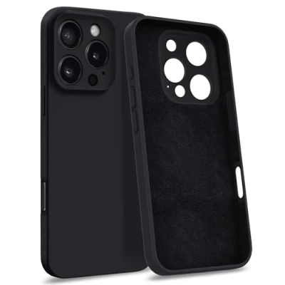 Immagine di MyGadget Custodia in Silicone compatibile con iPhone 16 Pro [Quadrupla Protezione] Case Rigido Fodera Microfibra Cover Nero