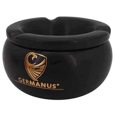 Immagine di GERMANUS Posacenere per sigarette o sigari, rotondo, 11 cm, colore nero