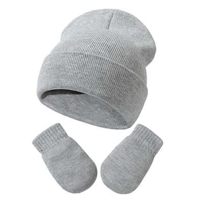 Immagine di DRESHOW Toddler Beanie Invernali Berretto e Guanti Set Neonati Caldo Cappello a Maglia Invernale con per 3 Mesi 24 Ragazze Ragazzi Bambini