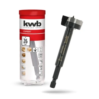 Immagine di kwb punta Forstner, Ø 26 mm, a tazza (per legno, testa forgiata, affilatura speciale, fori rapidi e senza strappi, centrale rettificata su 4 lati, per avvitatori trapani batteria)