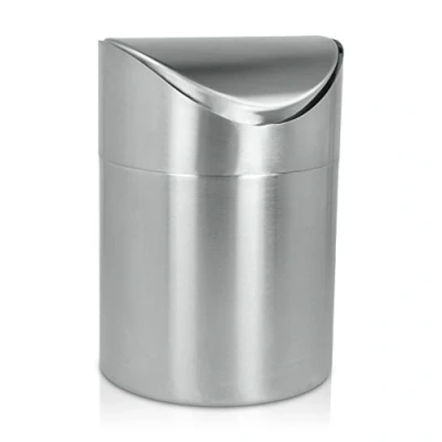Immagine di Metaltex Contenitore per rifiuti da Tavolo con Coperchio oscillante, Inossidabile Acciaio, Argento, 12.1 x 16.7 cm