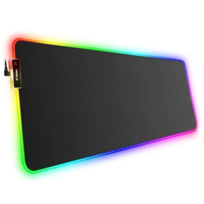 Immagine di Hcman RGB Tappetino Mouse Gaming XXL LED Pad con Base in Gomma Antiscivolo, 10 Colori e Effetti di Luce Grande per Mouse, Giocatori, Computer PC Laptop, 800x300mm