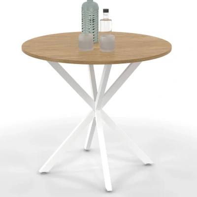Immagine di IDMarket Tavolo da pranzo rotondo Alix 4 Persone piede ragno legno e bianco 80 cm