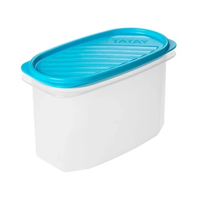 Immagine di TATAY Contenitore per Alimenti, Ermetico, Capacità 1.2L, Coperchio a scatto flessibile, senza BPA, Adatto al microonde e alla lavastoviglie, Blu. Dimensione: 18,4 x 9,7 12,2 cm