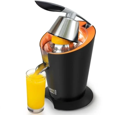 Immagine di LEBENLANG spremiagrumi elettrico in acciaio inox, 600 W, con cono inox e senza BPA, alta resa di succo per arance limoni, elettrico,