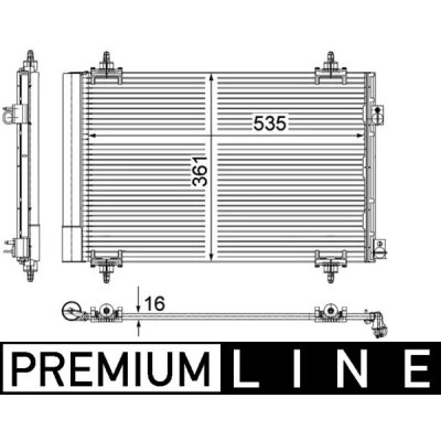Immagine di MAHLE ORIGINAL AC 587 000P Condensatore con essiccatore 535 PEUGEOT: 3008 I, 308 I Hatchback, SW, CITROËN: C4 Picasso 1, DS5 Hatchback