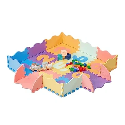 Immagine di Relaxdays Tappeto Gioco Bambini, Puzzle 34 Tasselli con Numeri, Tappetino per Gattonare, Tappetone Bordi, Colorato, 0,7 m²