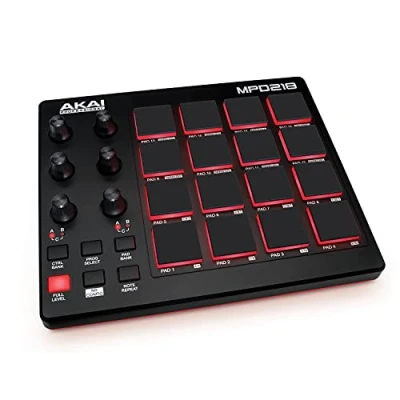 Immagine di AKAI Professional MPD218 Controller MIDI pad/drum pad macchina/beat maker con 16 pad, controlli assegnabili, software di produzione incluso