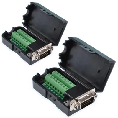 Immagine di Oiyagai 2 Pezzi Connettore DB15 3+9 D SUB VGA Maschio con Scheda Terminale Breakout e Vite per Saldatura