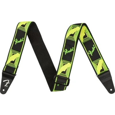 Immagine di Fender, NEON MONOGRAM STRAP, Tracolla per chitarra in nylon, 5cm, Colore Verde Giallo, L