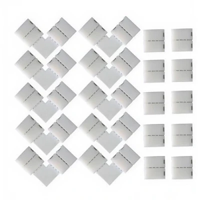 Immagine di CESFONJER 4 pin L forma Connettore angolare (10 pezzi), Strisce LED spina pezzi) per la luce di nastro adesiva SMD 5050 RGBW 10mm.