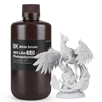 Immagine di ELEGOO Resina ABS Like 3.0, LCD UV Rapida Alta Precisione, Non Brittle, Migliorata Forza e Durezza per LCD/DLP Stampante 3D Fotopolimerica, Fumo Bianco 1000G