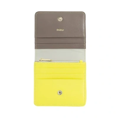 Immagine di DUDU Portafoglio Donna Piccolo in Pelle Schermato RFID Colorato Ultra Compatto con Zip Interna e 8 Porta Carte Tessere Citrus yellow