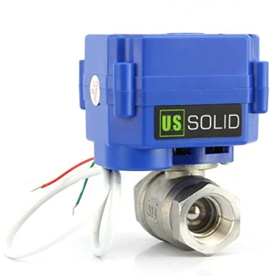 Immagine di U.S. Solid 3/4&quot; Valvola a sfera motorizzata Acciaio inossidabile Elettrovalvola, 9 24V AC/DC, 2 fili, ritorno automatico NC