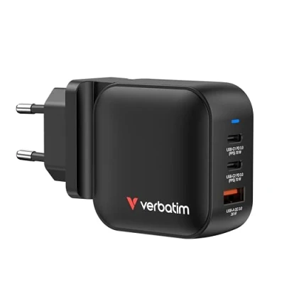 Immagine di Verbatim Caricatore GaN 65W Cavo retrattile (65 W), per dispositivi mobili, Nero