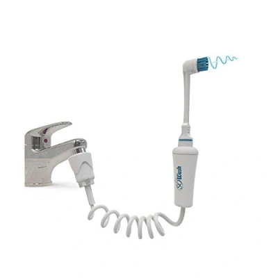 Immagine di Idropulsore Dentale SoWash Brush 2 in 1 Vortice Si Collega al Rubinetto Irrigatore Senza Batterie e Elettricità Testina con setole 3 Getti Convergenti Prodotto Italiano